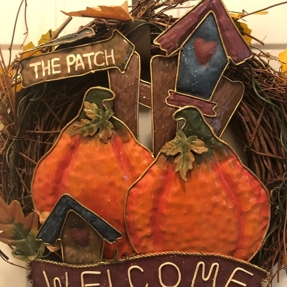 Halloween decorations pumpkin wreath and turkey for your door fun colors